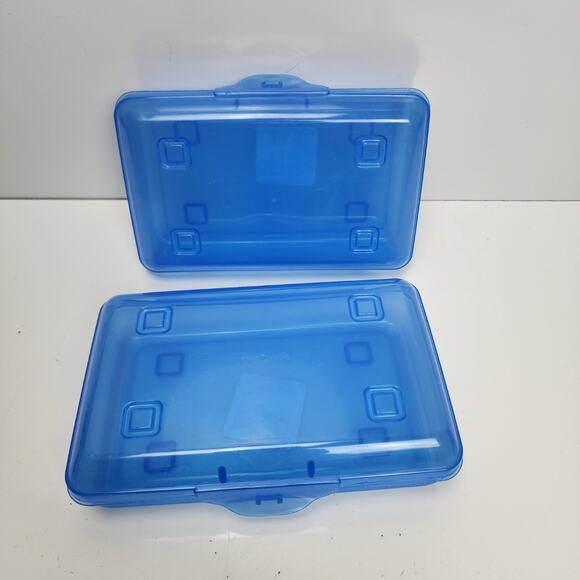 Sterilite Flat Top Blue Pencil Box Stackable Storage Bin Set of 2 Brand NEW - Picture 1 of 3
